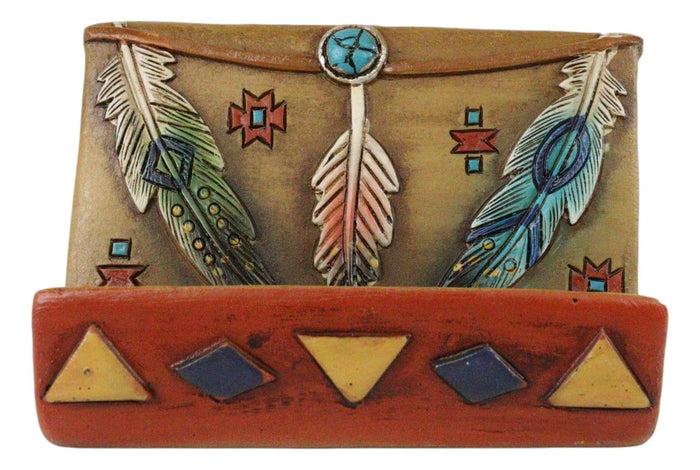 Ebros Gift Southwestern Tribal Indian Navajo 3 Feathers Turquoise Dreamcatcher Card Holder