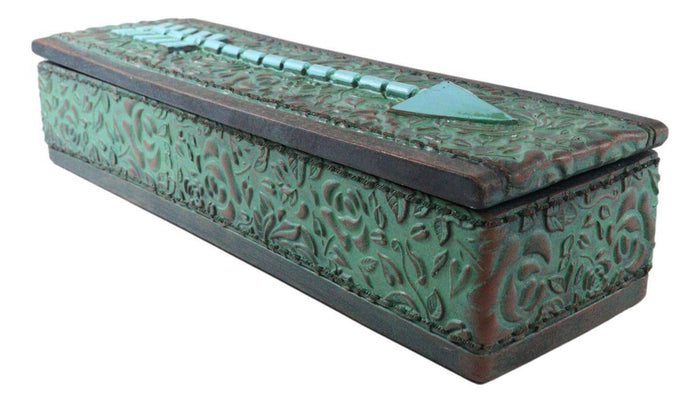 Ebros Gift Southwestern Tribal Indian Turquoise Arrow Floral Lace Decorative Jewelry Box