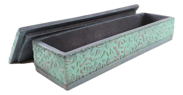 Ebros Gift Southwestern Tribal Indian Turquoise Arrow Floral Lace Decorative Jewelry Box