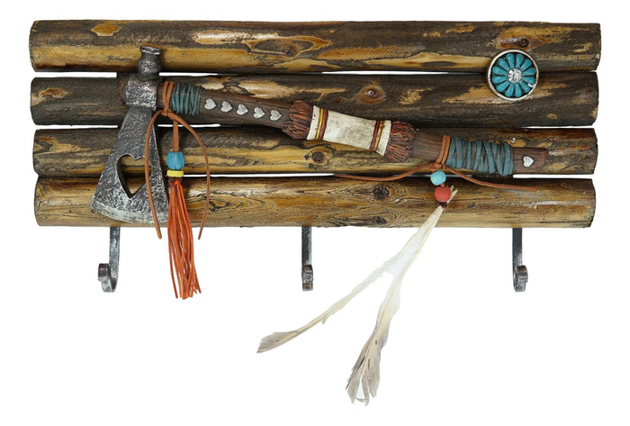 Ebros Gift Southwestern Tribal Indian War Hand Axe With Heart Cutout Triple Peg Wall Hooks
