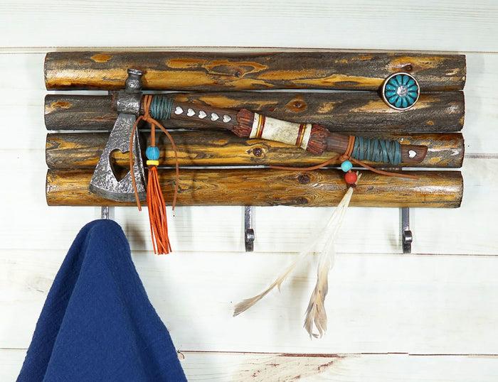 ebros gift Southwestern Tribal Indian War Hand Axe With Heart Cutout Triple Peg Wall Hooks