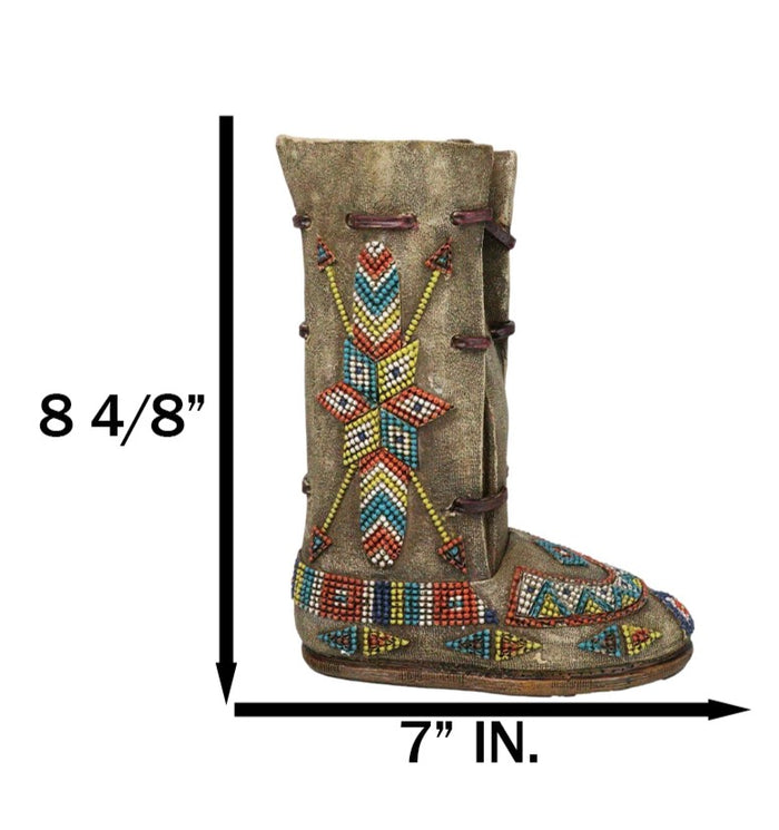 Ebros Gift Southwestern Tribal Native Arrows Indian Moccasin Faux Leather Boot Vase Decor