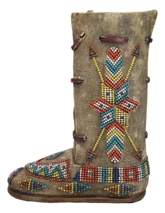 Ebros Gift Southwestern Tribal Native Arrows Indian Moccasin Faux Leather Boot Vase Decor