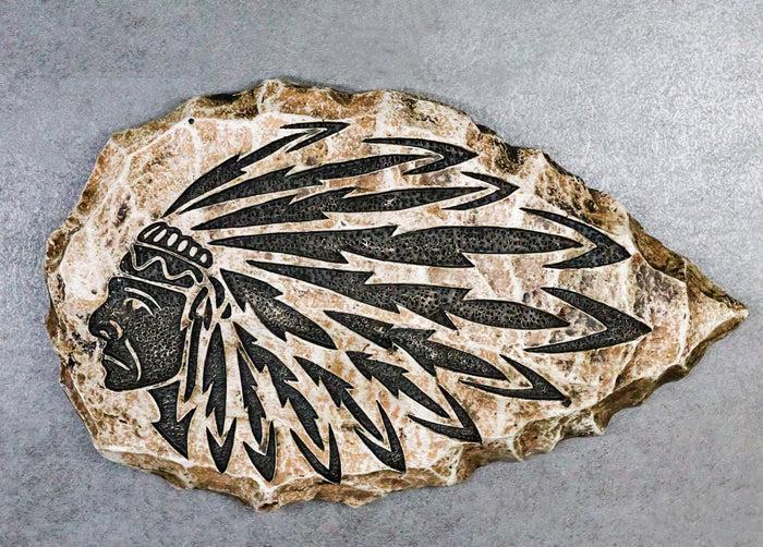 ebros gift Southwestern Tribal Tattoo Indian Chief With Roach Faux Stone Arrow Wall Decor