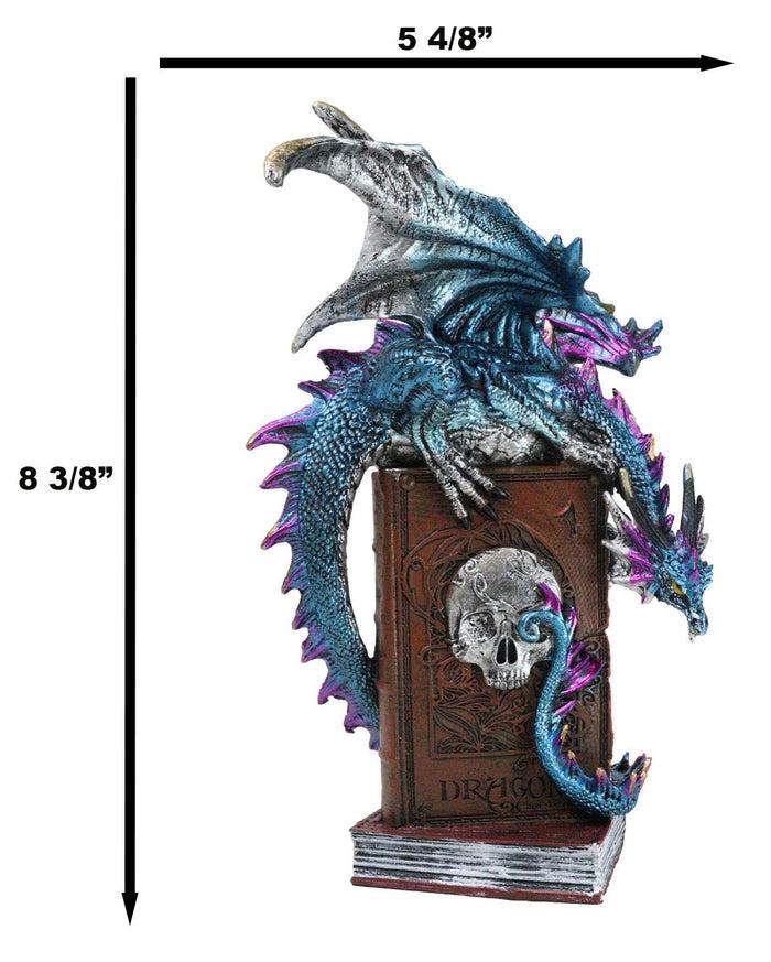 Ebros Gift Spell Caster Metallic Ocean Dragon Perching On Necromancy Skull Books Figurine