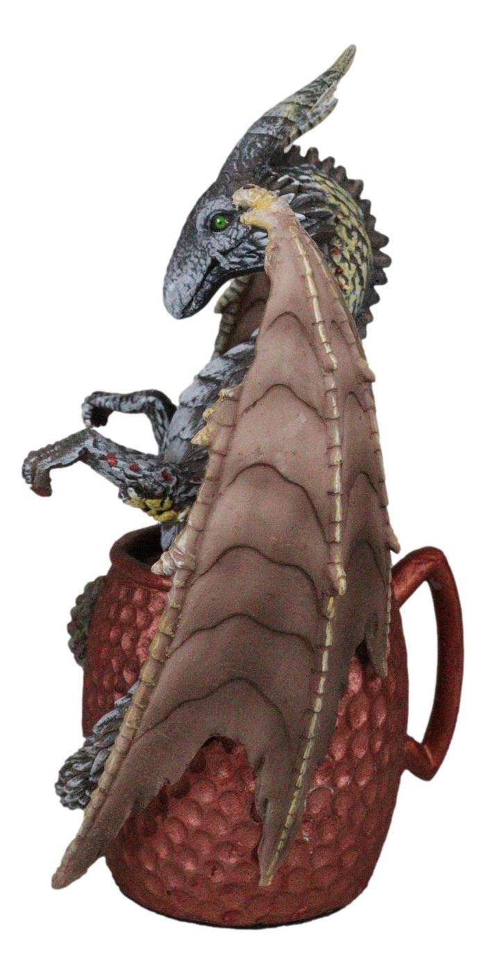 Ebros Gift Spirit Cocktail Drink Moscow Mule Gray Dragon Bathing Faux Copper Mug Figurine