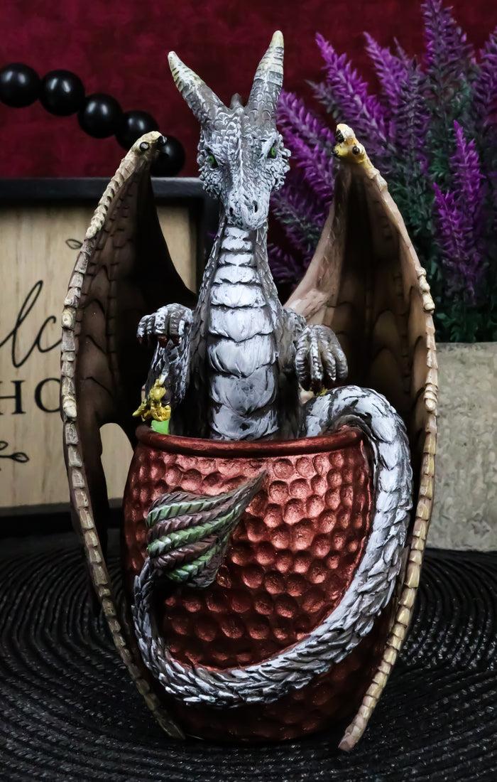 ebros gift Spirit Cocktail Drink Moscow Mule Gray Dragon Bathing Faux Copper Mug Figurine