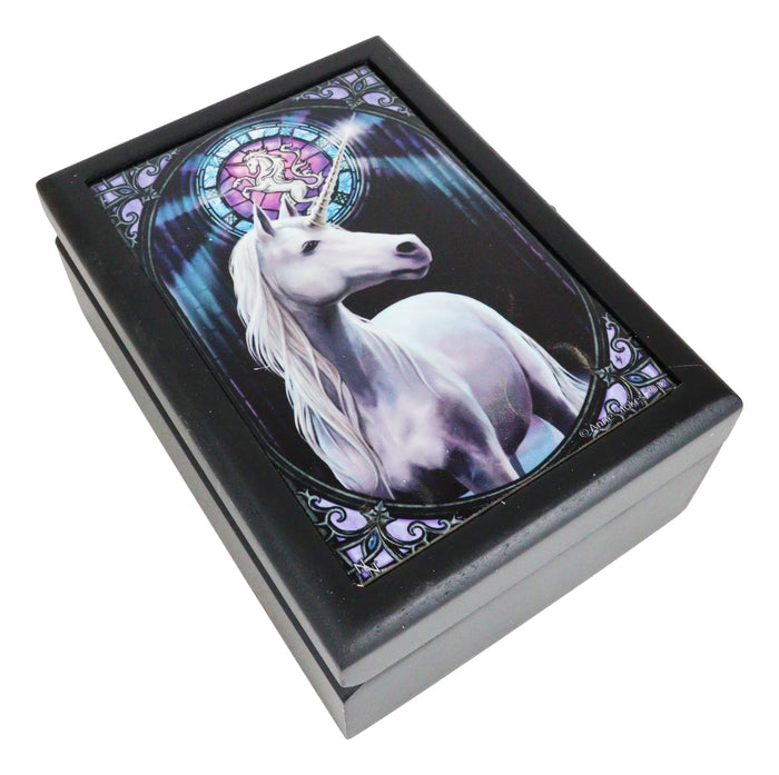 Ebros Gift Spirit Enlightenment Sacred Unicorn Art Tile Wooden Tarot Cards Decorative Box