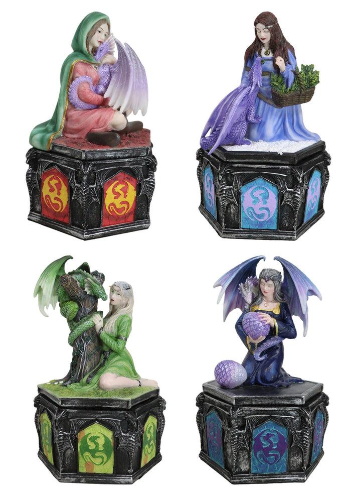 ebros gift Spring Fall Summer Winter Seasons Friendship Fairy With Dragon Trinket Boxes Set