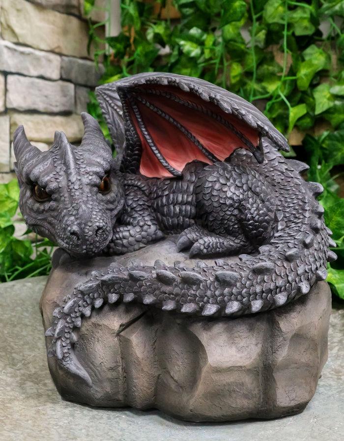 ebros gift Spyro Resting Baby Dragon Hatchling Garden Statue 10"H Faux Stone Resin Finish