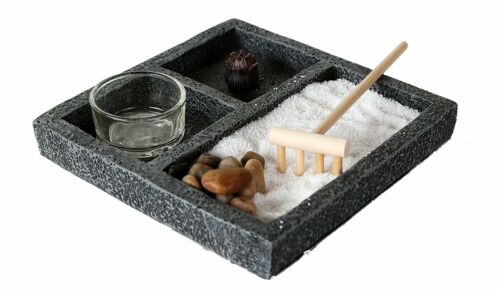 Ebros Gift Square Buddha Zen Garden Set Lotus Incense And Candle Holder Meditation Kit