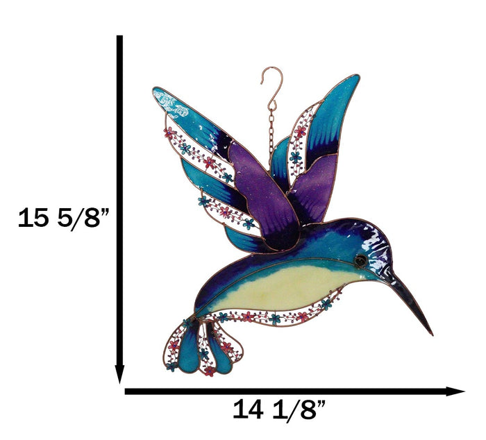 Ebros Gift Stained Glass Copper And Gemstones Hummingbird Suncatcher Mobile Wall Decor