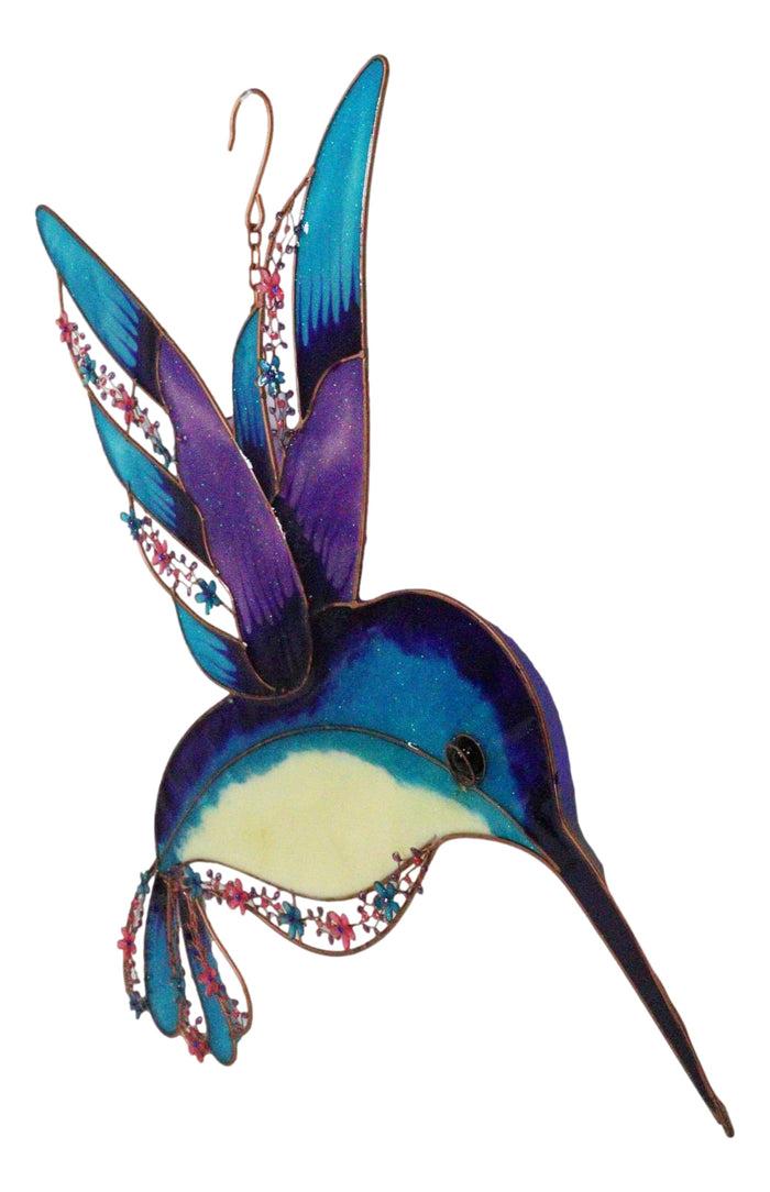 Ebros Gift Stained Glass Copper And Gemstones Hummingbird Suncatcher Mobile Wall Decor
