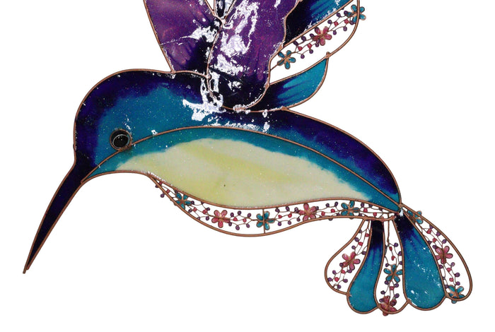 Ebros Gift Stained Glass Copper And Gemstones Hummingbird Suncatcher Mobile Wall Decor