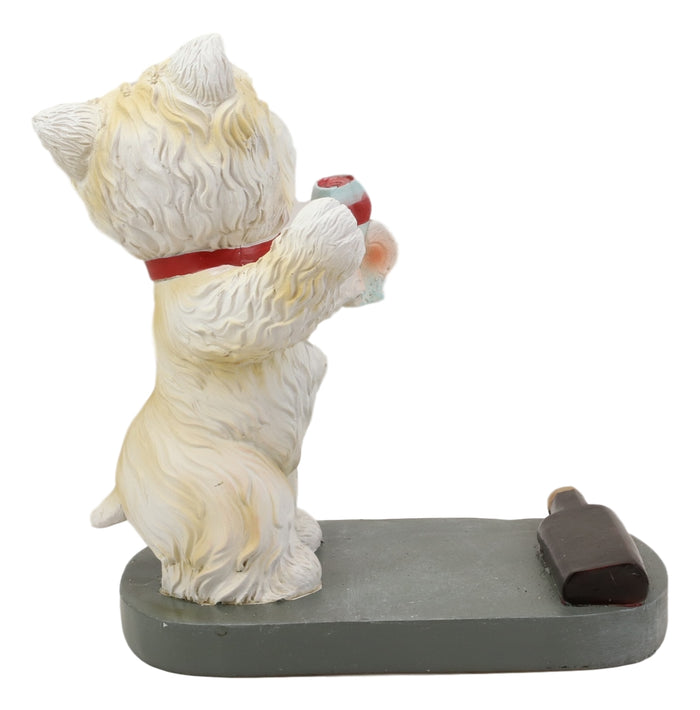 Ebros Gift Standing Red Collar Yorkie Terrier Puppy Dog Holding Glass Wine Holder Figurine