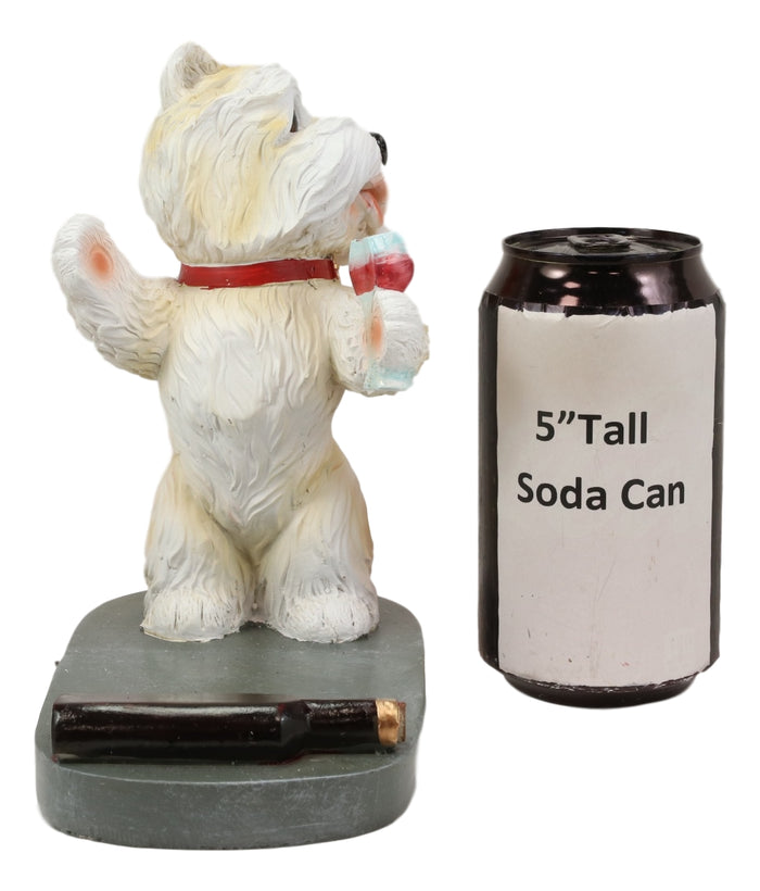 Ebros Gift Standing Red Collar Yorkie Terrier Puppy Dog Holding Glass Wine Holder Figurine