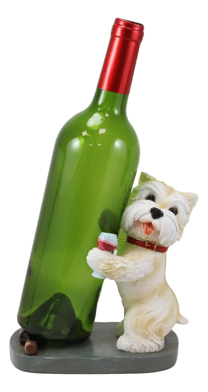 ebros gift Standing Red Collar Yorkie Terrier Puppy Dog Holding Glass Wine Holder Figurine