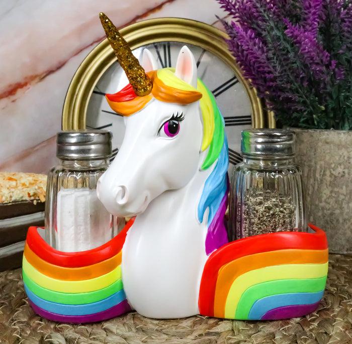ebros gift Stargazer Sacred Pride Gold Horn Rainbow Unicorn Glass Salt Pepper Shakers Set