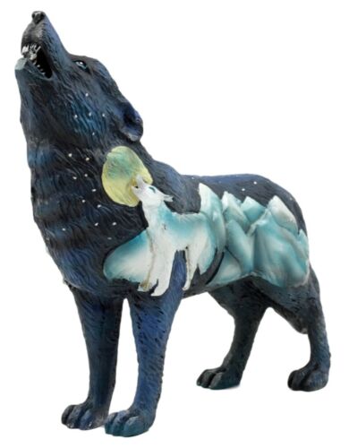 Ebros Gift Starry Nights Native Tribal Howling Wolf Totem Spirit Figurine Collection 6.25"L