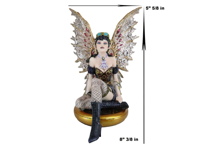 Ebros Gift Steampunk Air Force Pilot Assassin Fairy Sitting On Time Warp Machine Figurine