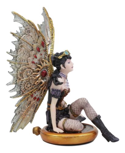 Ebros Gift Steampunk Air Force Pilot Assassin Fairy Sitting On Time Warp Machine Figurine