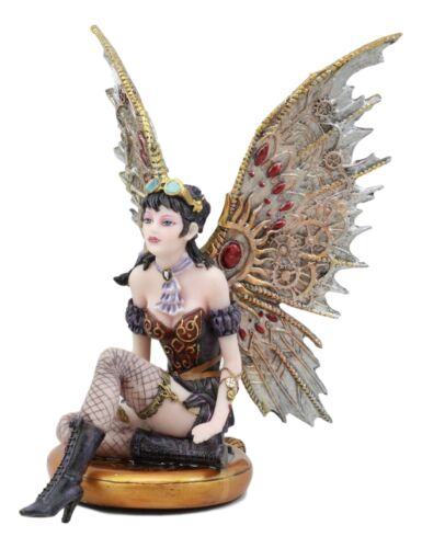 Ebros Gift Steampunk Air Force Pilot Assassin Fairy Sitting On Time Warp Machine Figurine