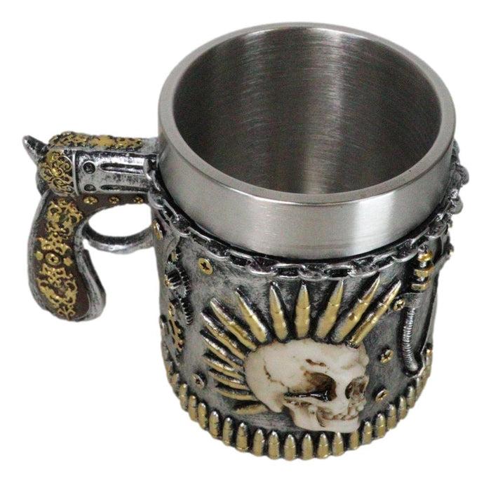 Ebros Gift Steampunk Bullets Mohawk Skull War Dog Coffee Mug With Pistol Revolver Handle