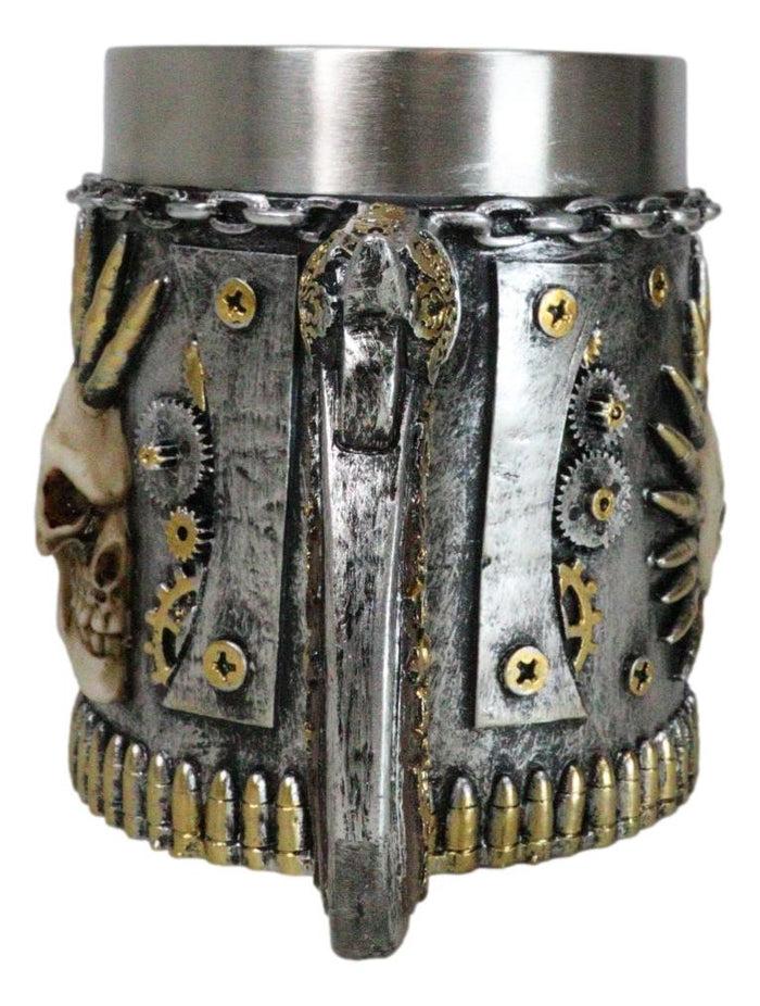 Ebros Gift Steampunk Bullets Mohawk Skull War Dog Coffee Mug With Pistol Revolver Handle
