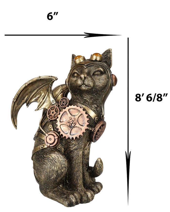 Ebros Gift Steampunk Cat Aviation Pilot With Geared Mechanical Clockwork Wings Figurine