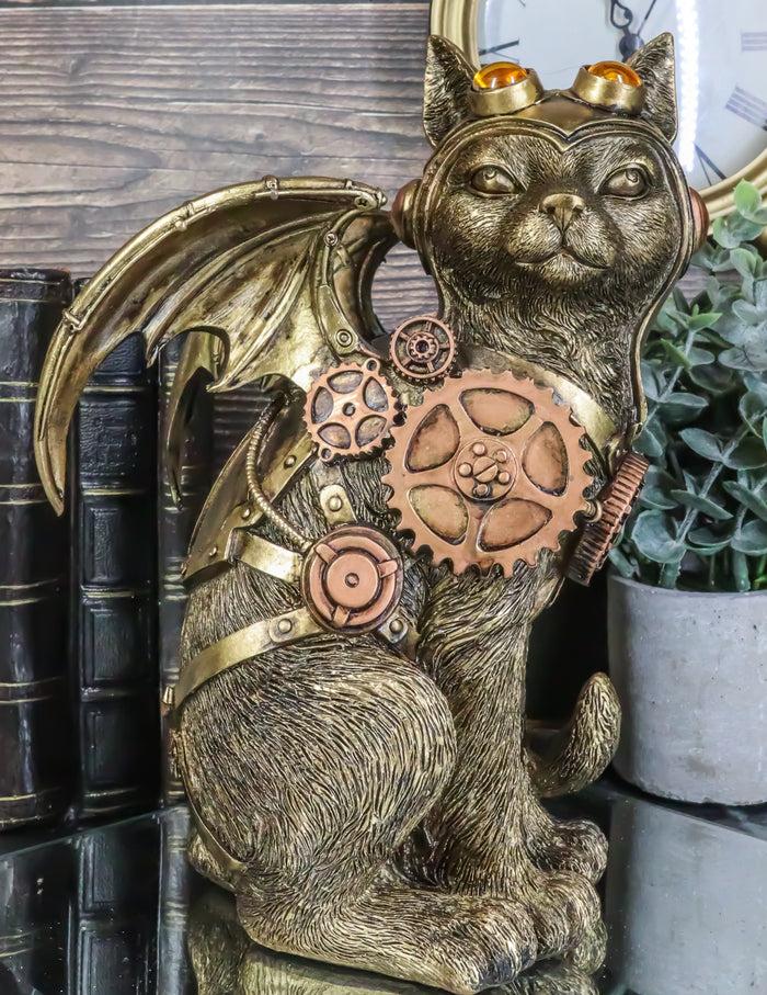 ebros gift Steampunk Cat Aviation Pilot With Geared Mechanical Clockwork Wings Figurine