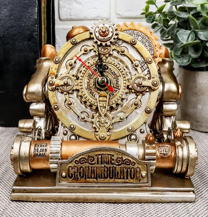 ebros gift Steampunk Chronambulator Time Warp Machine With Painted Clockwork Desktop Clock