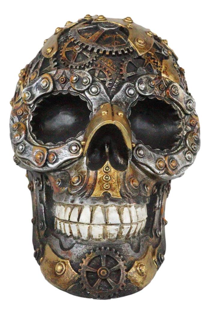 Ebros Gift Steampunk Chronosphere Time Machine Geared Clockwork And Chains Skull Figurine