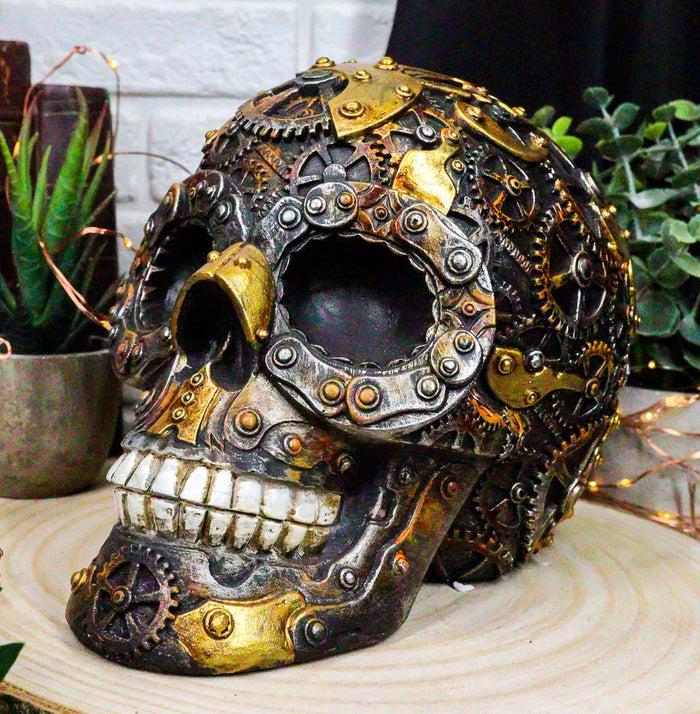 ebros gift Steampunk Chronosphere Time Machine Geared Clockwork And Chains Skull Figurine