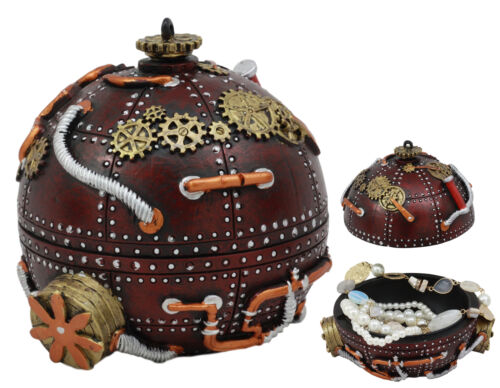 Ebros Gift Steampunk Cool Time Machine Bomb Orb Jewelry Box Spherical Shaped Gearwork Decor