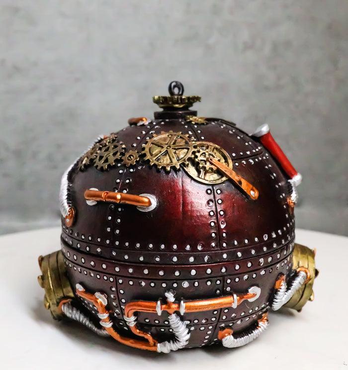 ebros gift Steampunk Cool Time Machine Bomb Orb Jewelry Box Spherical Shaped Gearwork Decor