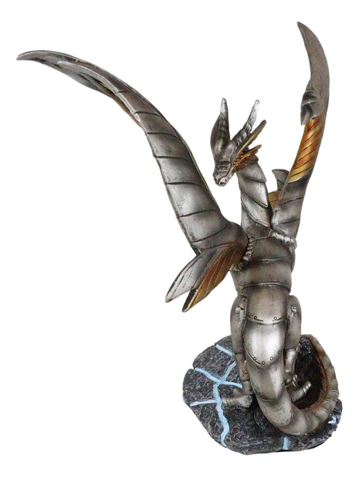 Ebros Gift Steampunk Cyborg Planetarium Dragon 'Silverton' Decorative Figurine 11.75"H