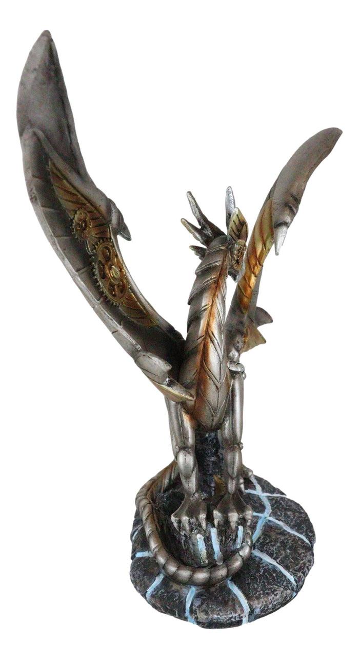 Ebros Gift Steampunk Cyborg Planetarium Dragon 'Silverton' Decorative Figurine 11.75"H