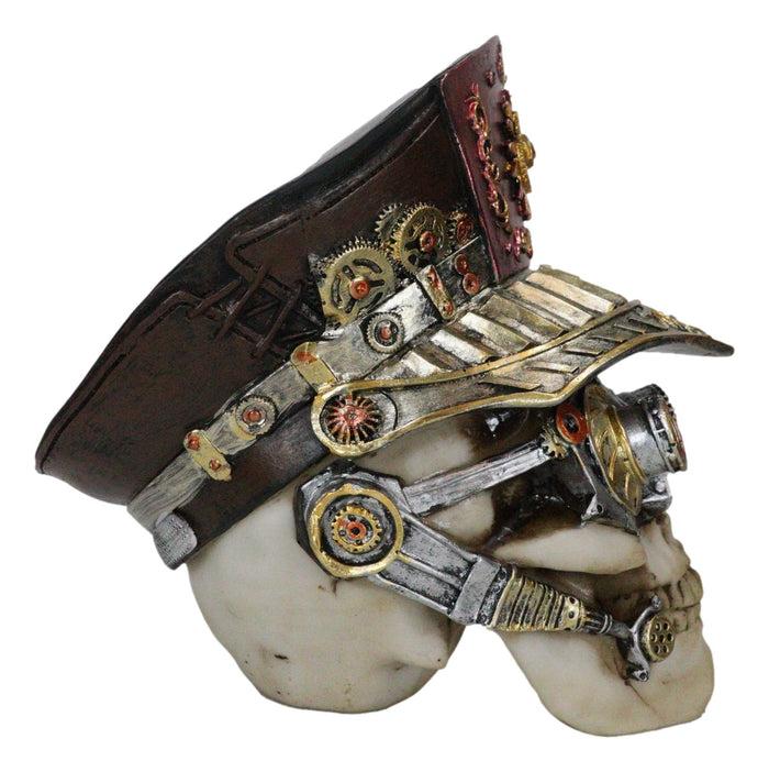 Ebros Gift Steampunk Cyborg Police Inspector Officer Skull With Hat Geared Goggles Figurine