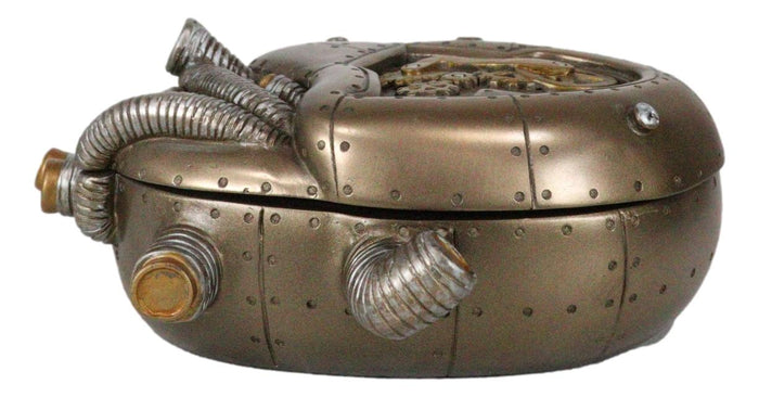 Ebros Gift Steampunk Dragon Heart Gear Pulse Radioactive Fire Engine Jewelry Box Figurine