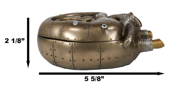 Ebros Gift Steampunk Dragon Heart Gear Pulse Radioactive Fire Engine Jewelry Box Figurine