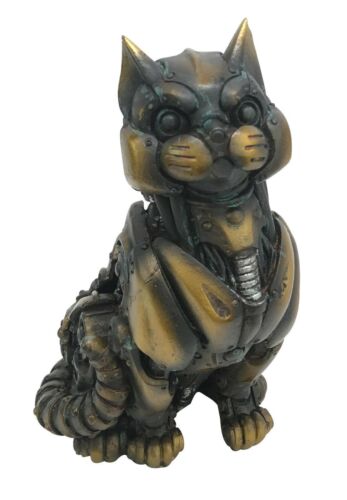 ebros gift Steampunk Feline Cyborg Pet Kitty Cat Decorative Paperweight Figurine 7"H