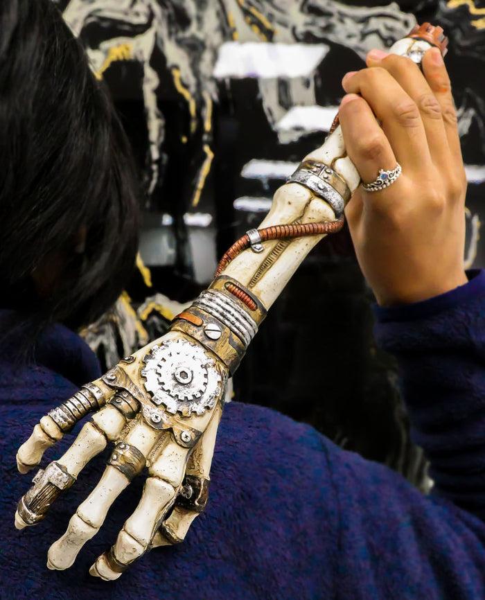 ebros gift Steampunk Geared Clockwork Hand Bone Skeleton Arm Back Itch Scratcher Figurine