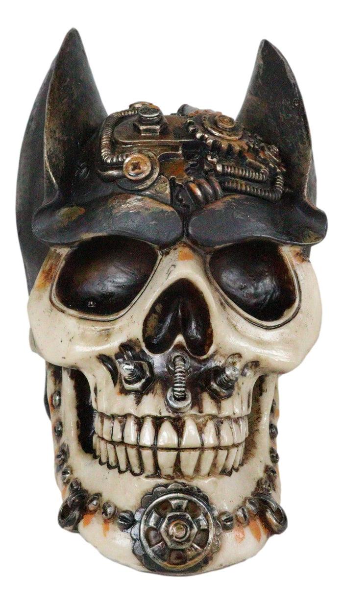 Ebros Gift Steampunk Geared Pipes Nuts Bolts And Clockwork Gears Bat Helmet Skull Figurine