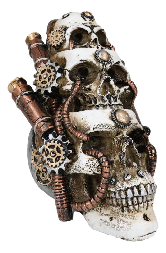 Ebros Gift Steampunk Geared Trio Skulls Smoke Waterfall Backflow Incense Cone Tower Burner