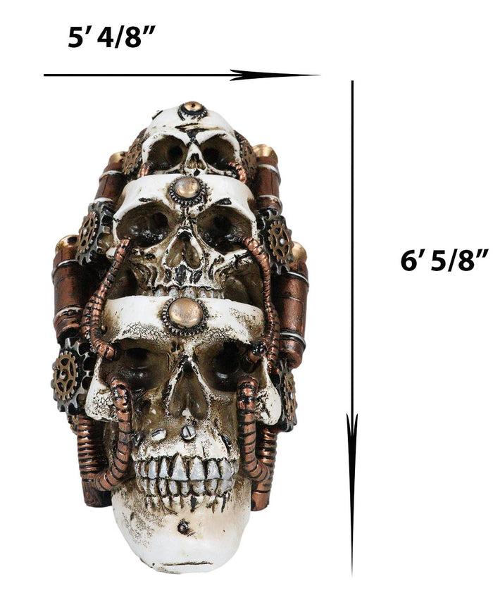 Ebros Gift Steampunk Geared Trio Skulls Smoke Waterfall Backflow Incense Cone Tower Burner