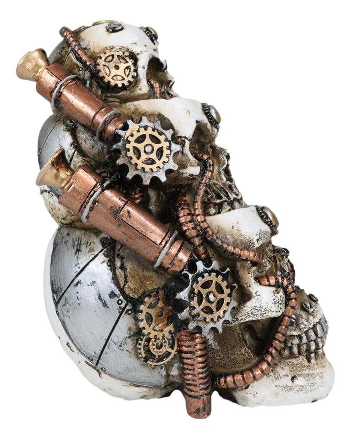 Ebros Gift Steampunk Geared Trio Skulls Smoke Waterfall Backflow Incense Cone Tower Burner