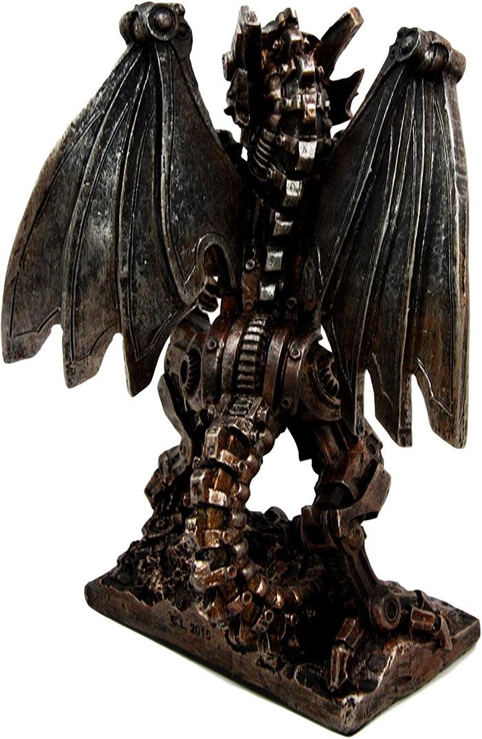 Ebros Gift Steampunk Gearwork Mechanical Robotic Cyborg Winged Dragon Figurine Statue
