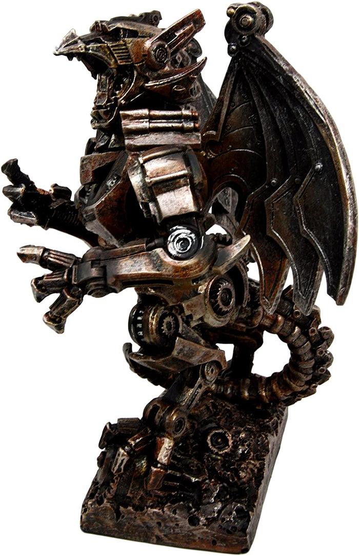 Ebros Gift Steampunk Gearwork Mechanical Robotic Cyborg Winged Dragon Figurine Statue