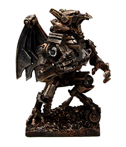 ebros gift Steampunk Gearwork Mechanical Robotic Cyborg Winged Dragon Figurine Statue