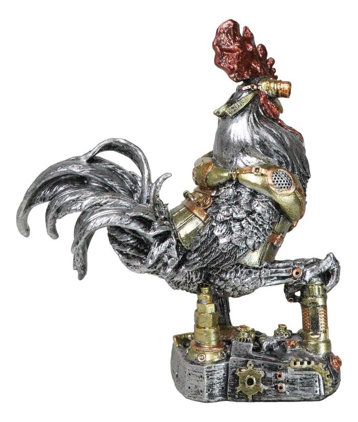 Ebros Gift Steampunk Gearwork Robotic Cyborg Rooster Chicken In Battle Armor Figurine
